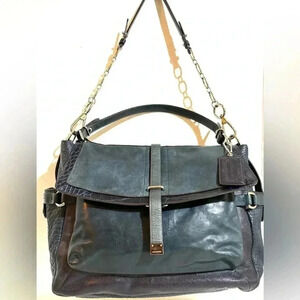 Coach pinnacle Eva lake navy blue leather leather shoulder handbag